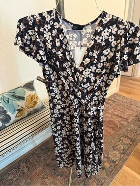 Muse Black Floral Wrap Midi Dress